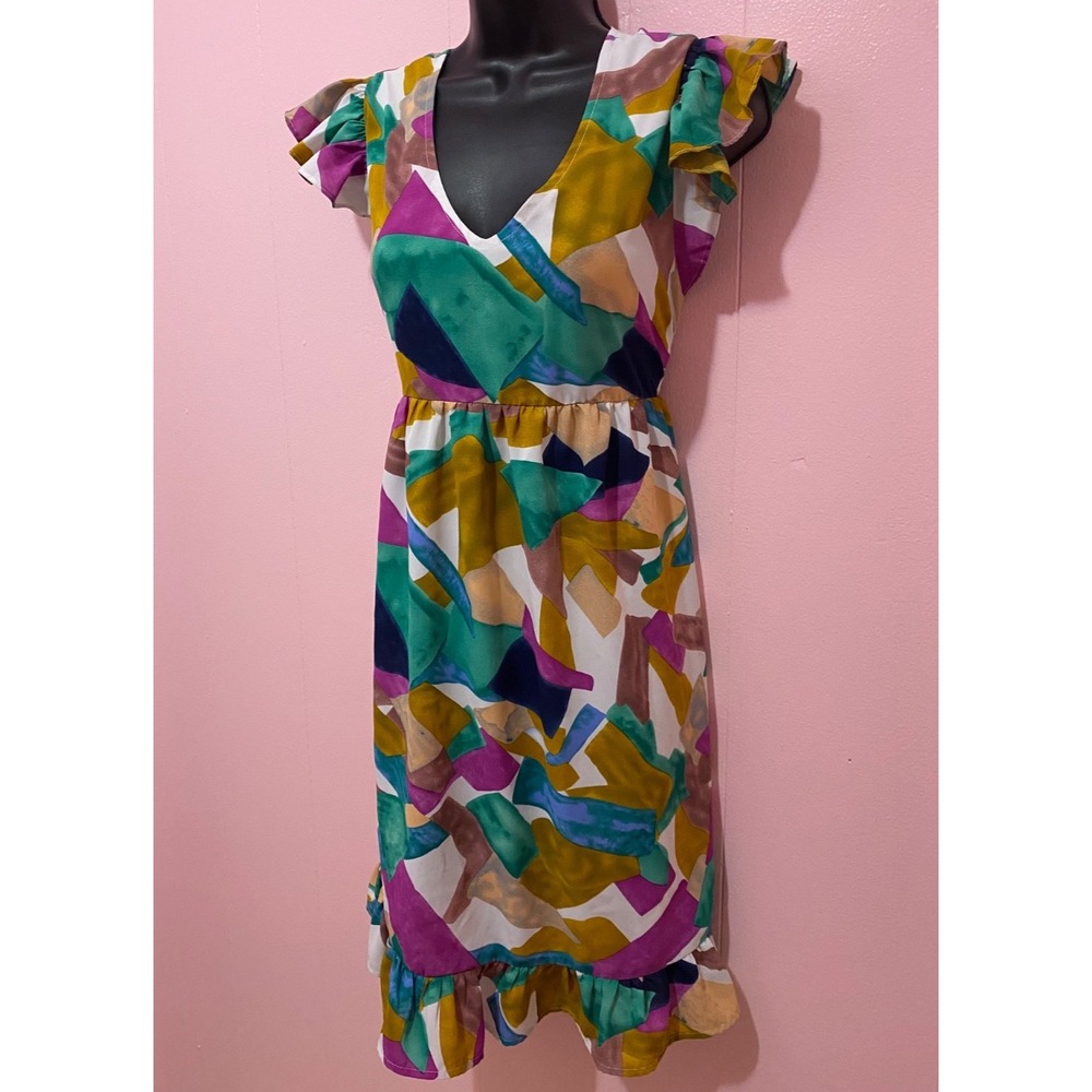 JODIFL Dress Women's Size Medium Multicolor / Mardi Gras Babydoll Fit & Flare